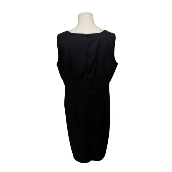 Vintage 90s Mario Serrani Black Sleeveless Midi Dress Classic Party Office Sz 14 - Picture 5 of 10
